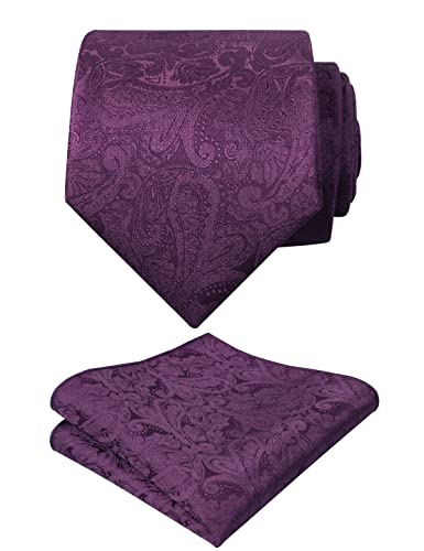 Men's Paisley Floral Tie Handkerchief Wedding Woven Necktie Set, 174