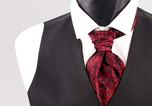 Men's Paisley Ascot Tie Cravat Satin Self Tie and Handkerchief Set, 139