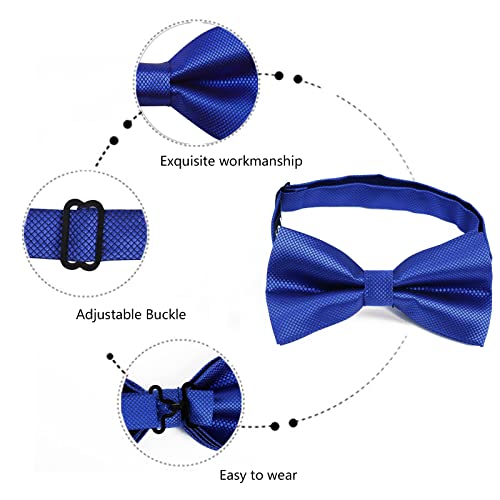 Men's Solid Formal Banded Pre-tied Bow Ties Cufflink Handkerchief Set #054