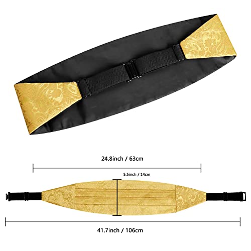 Men's Classic Paisley Woven Self-tied Adjustable Bow Tie, Cummerbund and Pocket Square Set, 133