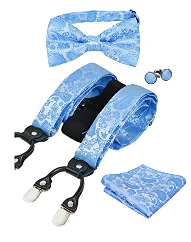 Men's Paisley Suspender and Bowtie, Hanky, Cufflinks Set, BD074