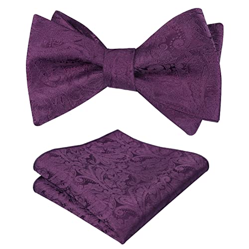 Men's Paisley Jacquard Self Bow Tie Pocket Square Set, 176