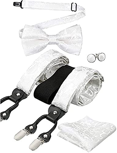 Men's Paisley Suspender and Bowtie, Hanky, Cufflinks Set, BD074