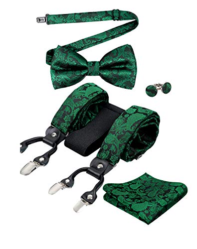 Men's Paisley Suspender and Bowtie, Hanky, Cufflinks Set, BD074