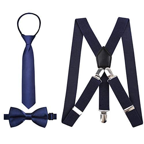 Boy's 1 inch Suspender, Bow Tie and Necktie Set, BD050