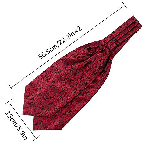 Men's Paisley Ascot Tie Cravat Satin Self Tie and Handkerchief Set, 139