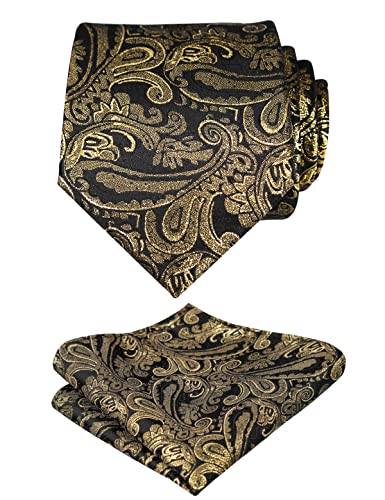 Men's Paisley Floral Tie Handkerchief Wedding Woven Necktie Set, 174