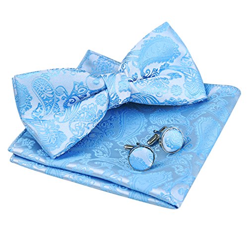 Men's Paisley Bow Tie, Pocket Square, Cufflinks Set, 168