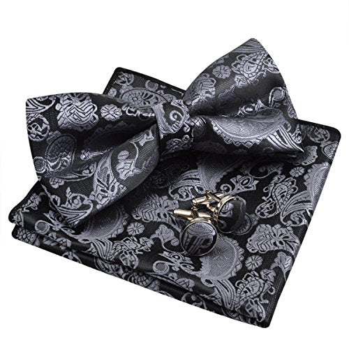 Men's Paisley Bow Tie, Pocket Square, Cufflinks Set, 168