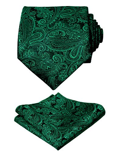 Men's Paisley Floral Tie Handkerchief Wedding Woven Necktie Set, 174