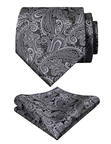 Men's Paisley Floral Tie Handkerchief Wedding Woven Necktie Set, 174