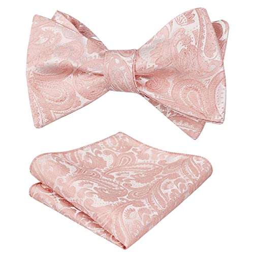 Men's Paisley Jacquard Self Bow Tie Pocket Square Set, 176