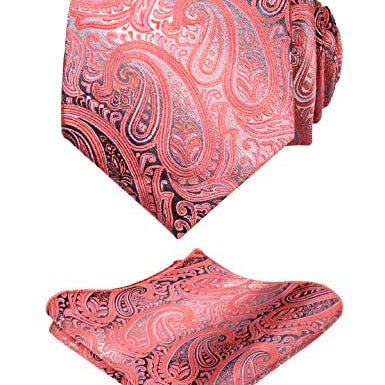Men's Paisley Necktie and Pocket Square Sets, 143