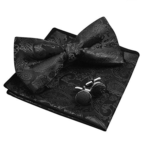 Men's Paisley Bow Tie, Pocket Square, Cufflinks Set, 168