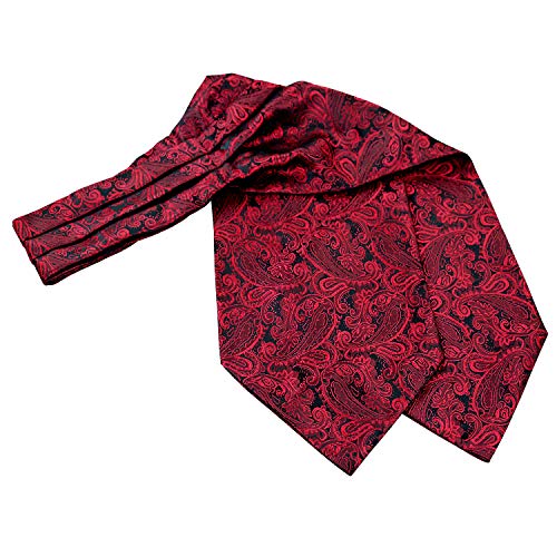 Men's Paisley Ascot Tie Cravat Satin Self Tie and Handkerchief Set, 139