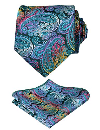 Men's Paisley Necktie with Pocket Square 59 * 3.15in Self-tied Tie Set, 144