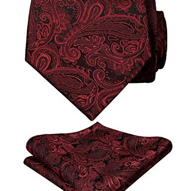 Men's Paisley Floral Tie Handkerchief Casual Set