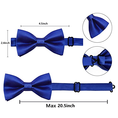Men's Solid Formal Banded Pre-tied Bow Ties Cufflink Handkerchief Set #054