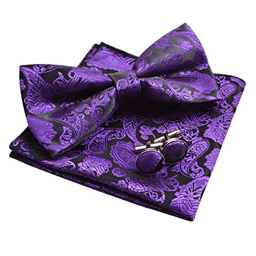 Men's Paisley Bow Tie, Pocket Square, Cufflinks Set, 168