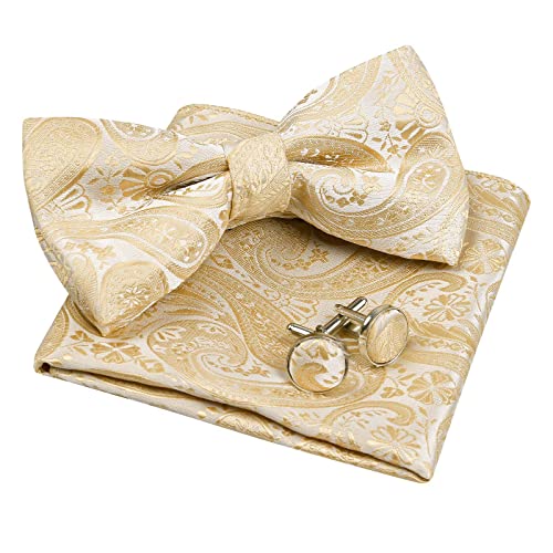 Men's Paisley Bow Tie, Pocket Square, Cufflinks Set, 168