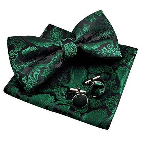 Men's Paisley Bow Tie, Pocket Square, Cufflinks Set, 168