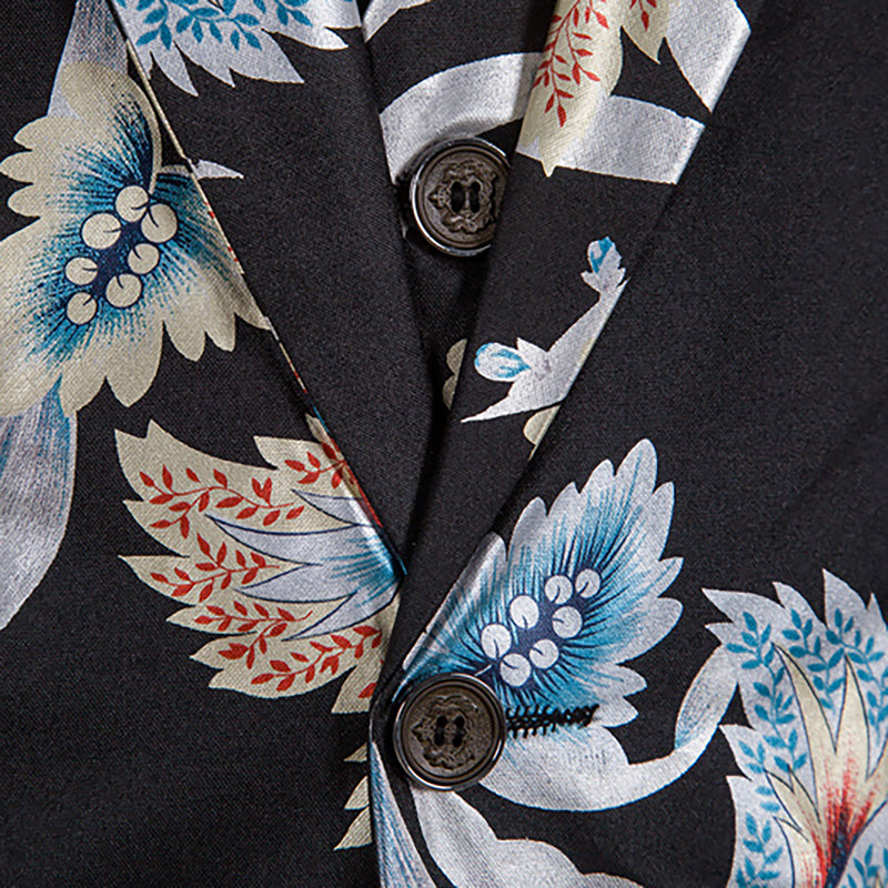 Men's Floral Print Suit Blazer Two Piece Set SVTS005