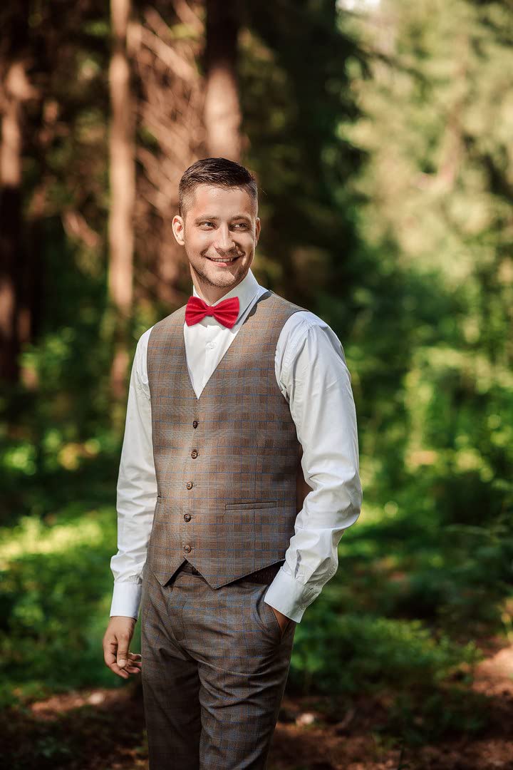 Men's Solid Color Banded Pre-tied Bow Ties, 001