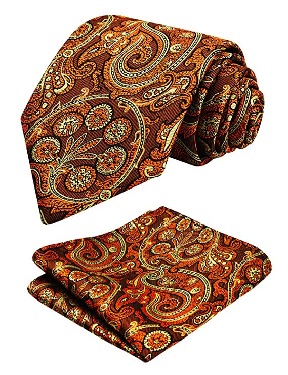 Men's 3.15'' Floral Pattern Tie with Flower Printed Pocket Square Colorful Tie Set, 152