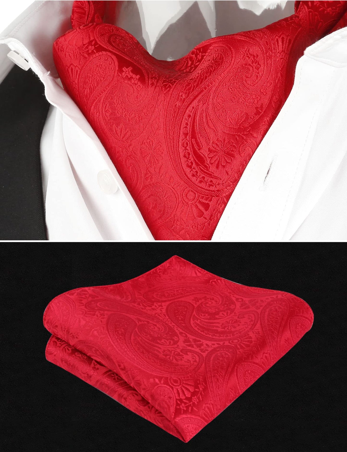 Men's Classic Paisley Cravat Tie with Pocket Square Handmade Floral Tie, Hanky Set, #138