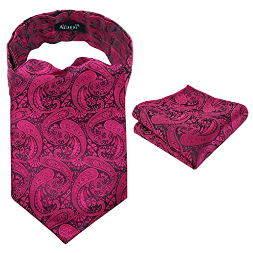 Men's Classic Paisley Cravat Tie with Pocket Square Handmade Floral Tie, Hanky Set, #138