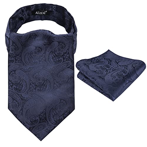 Men's Classic Paisley Cravat Tie with Pocket Square Handmade Floral Tie, Hanky Set, #138