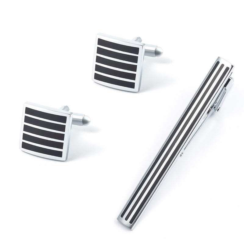 Cufflinks and Tie Pin - Silver-colored - Men