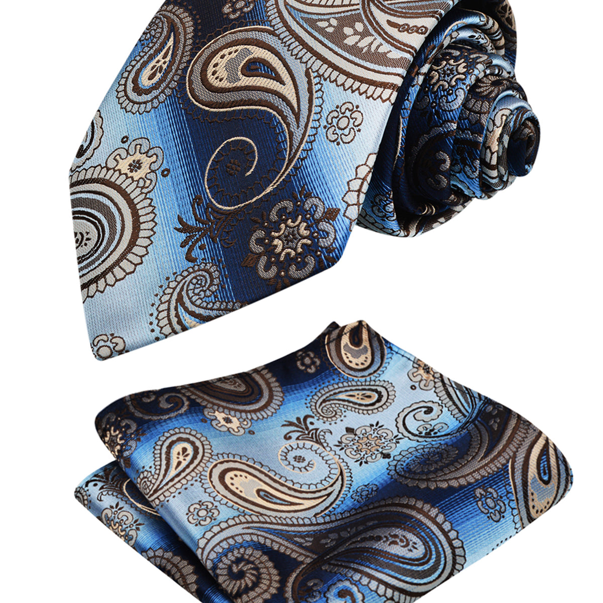 Men's 3.15inches Rose Flower Pattern Tie with Floral Printed Pocket Square Set, 145