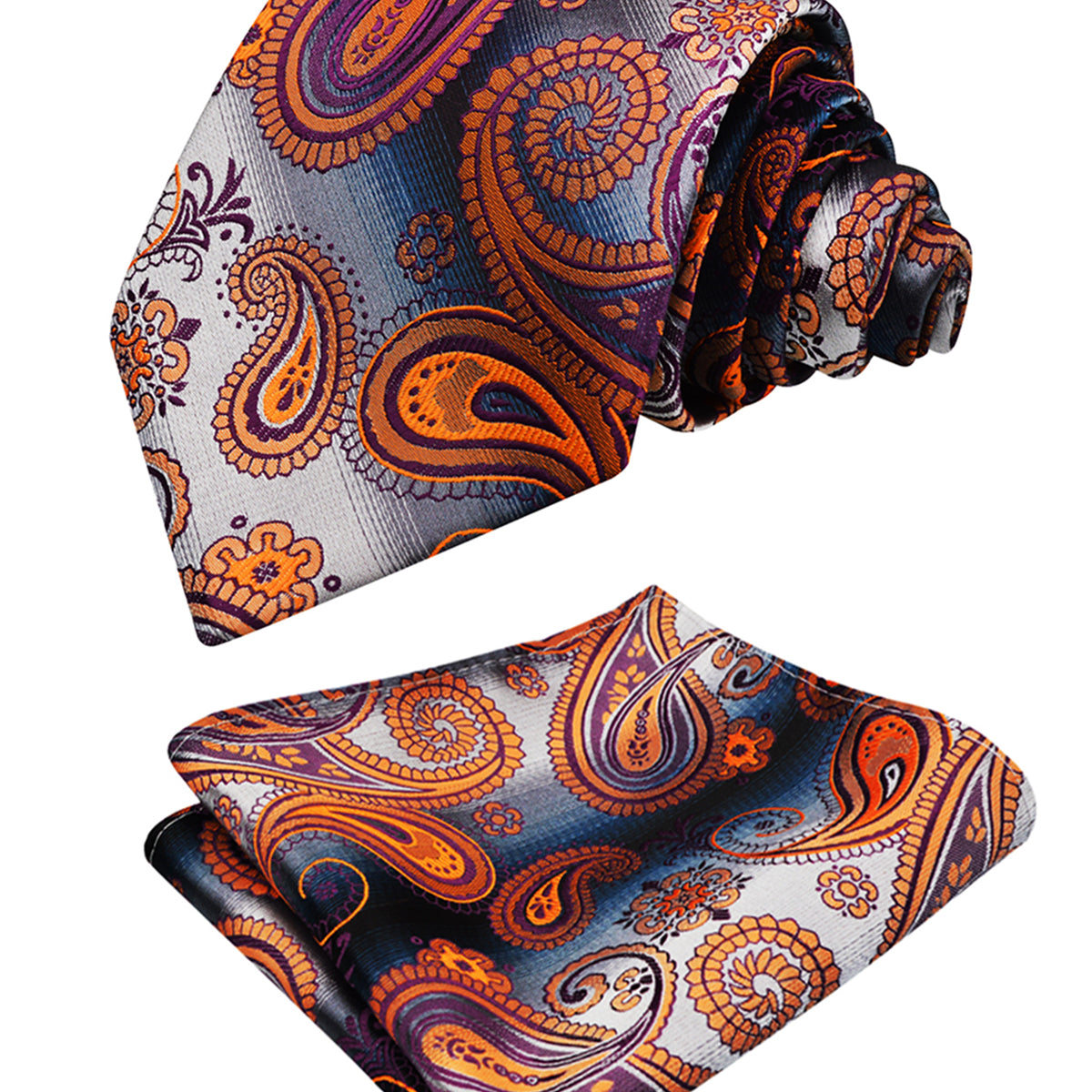 Men's 3.15inches Rose Flower Pattern Tie with Floral Printed Pocket Square Set, 145