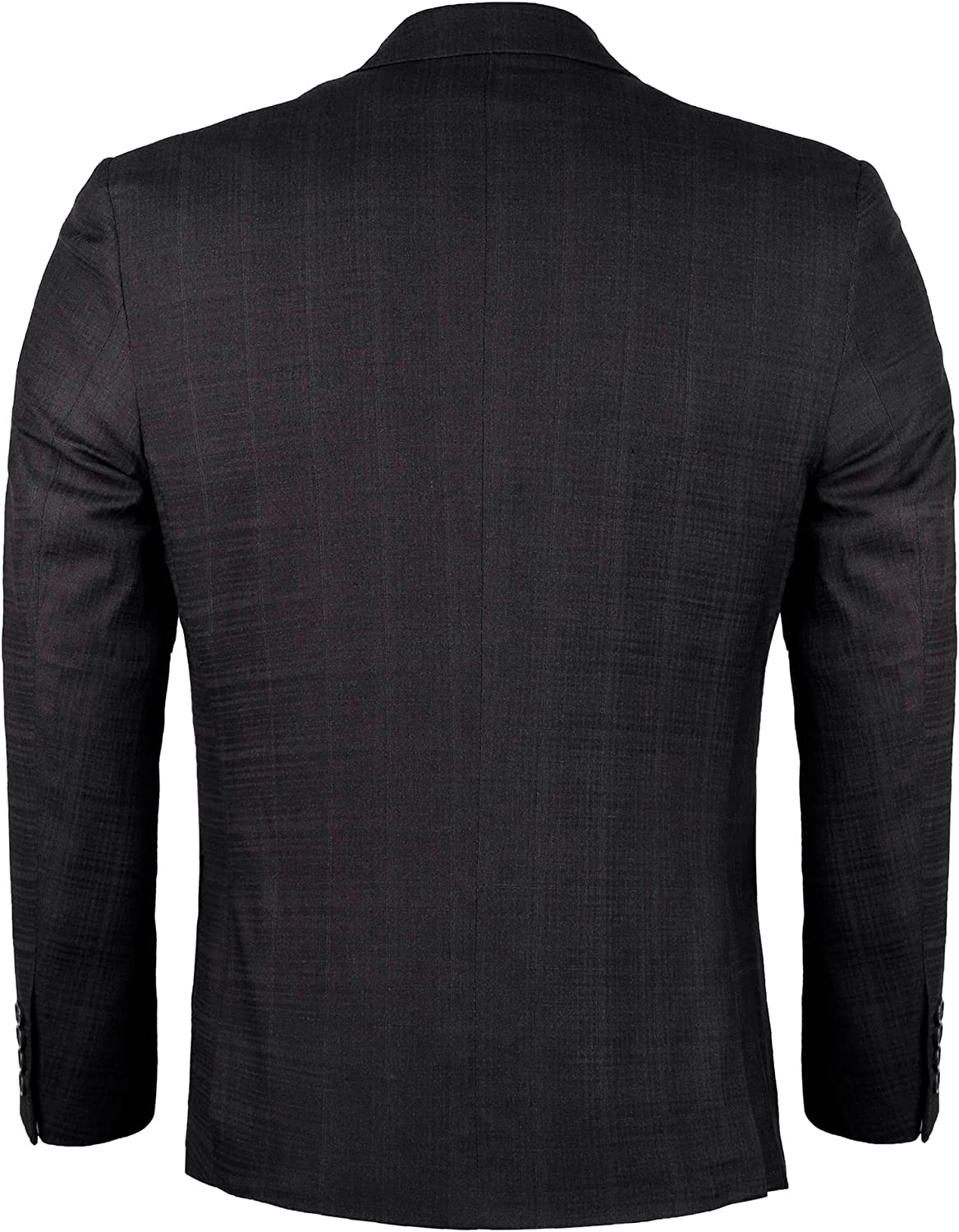 Men's Plaid Blazer One Button Slim Fit Business Suit Jacket, 022-Dark Gray