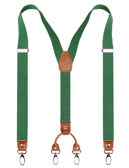 Men's 1 Inch Suspender with Leather Joint and 4 Swivel Hooks, BD035