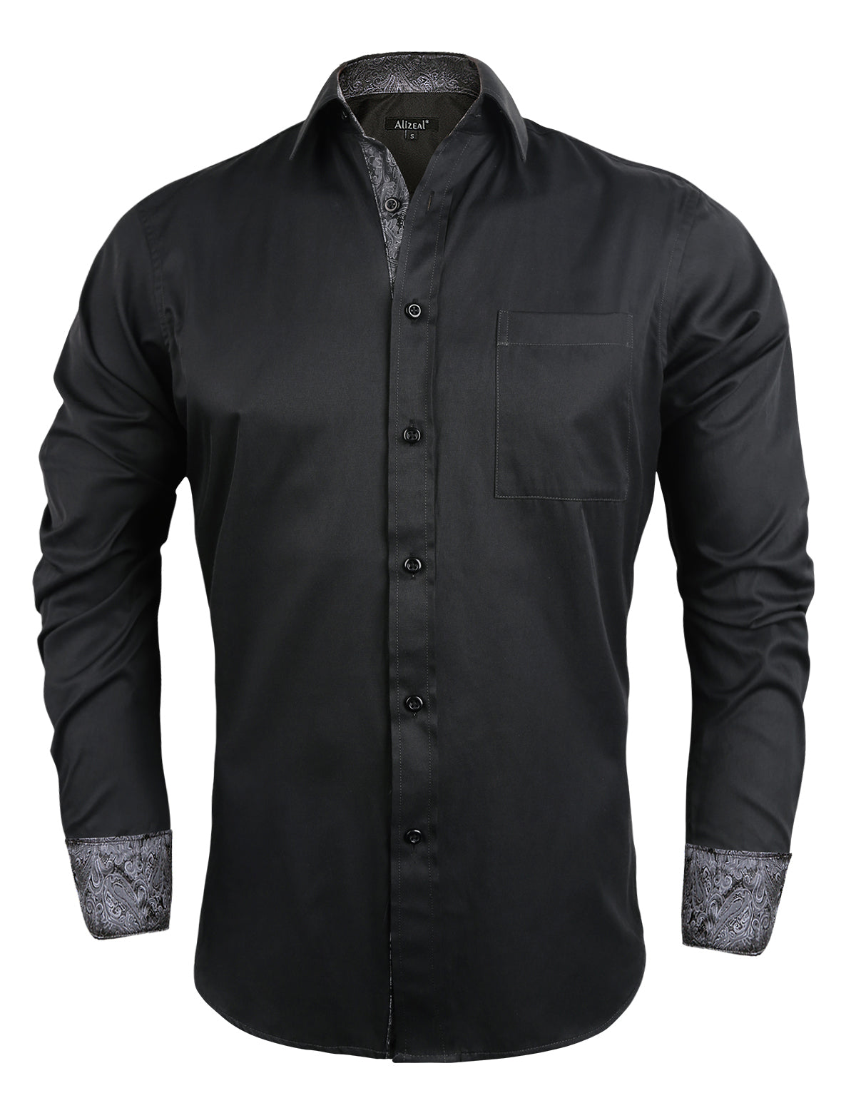 Button Down Black Casual Dress Shirt Men's Short Sleeve Dress