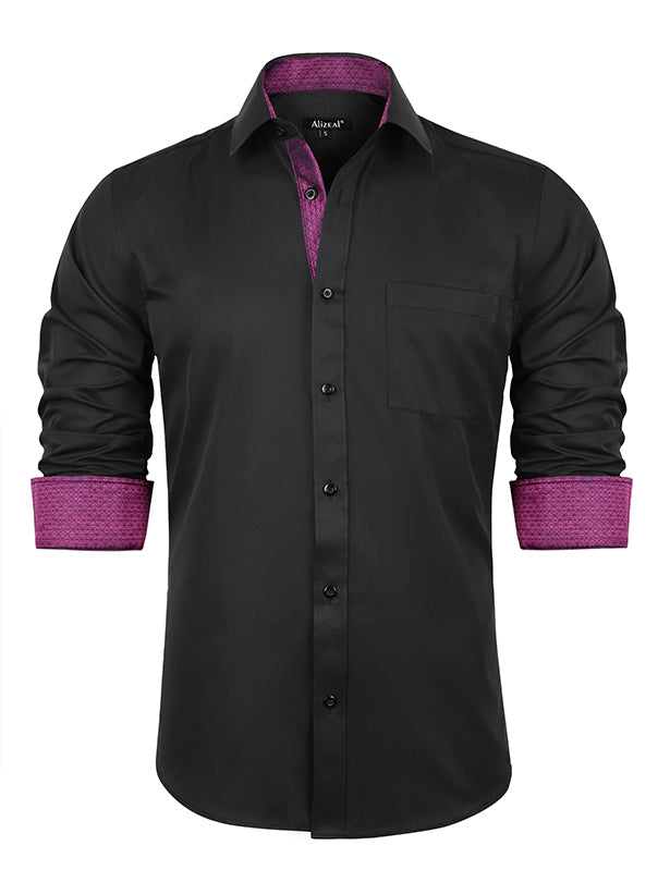 Men's Black and Dark Green Paisley Dress Shirt | Alizeal Men's Black and Dark Green Paisley Dress Shirt | Alizeal