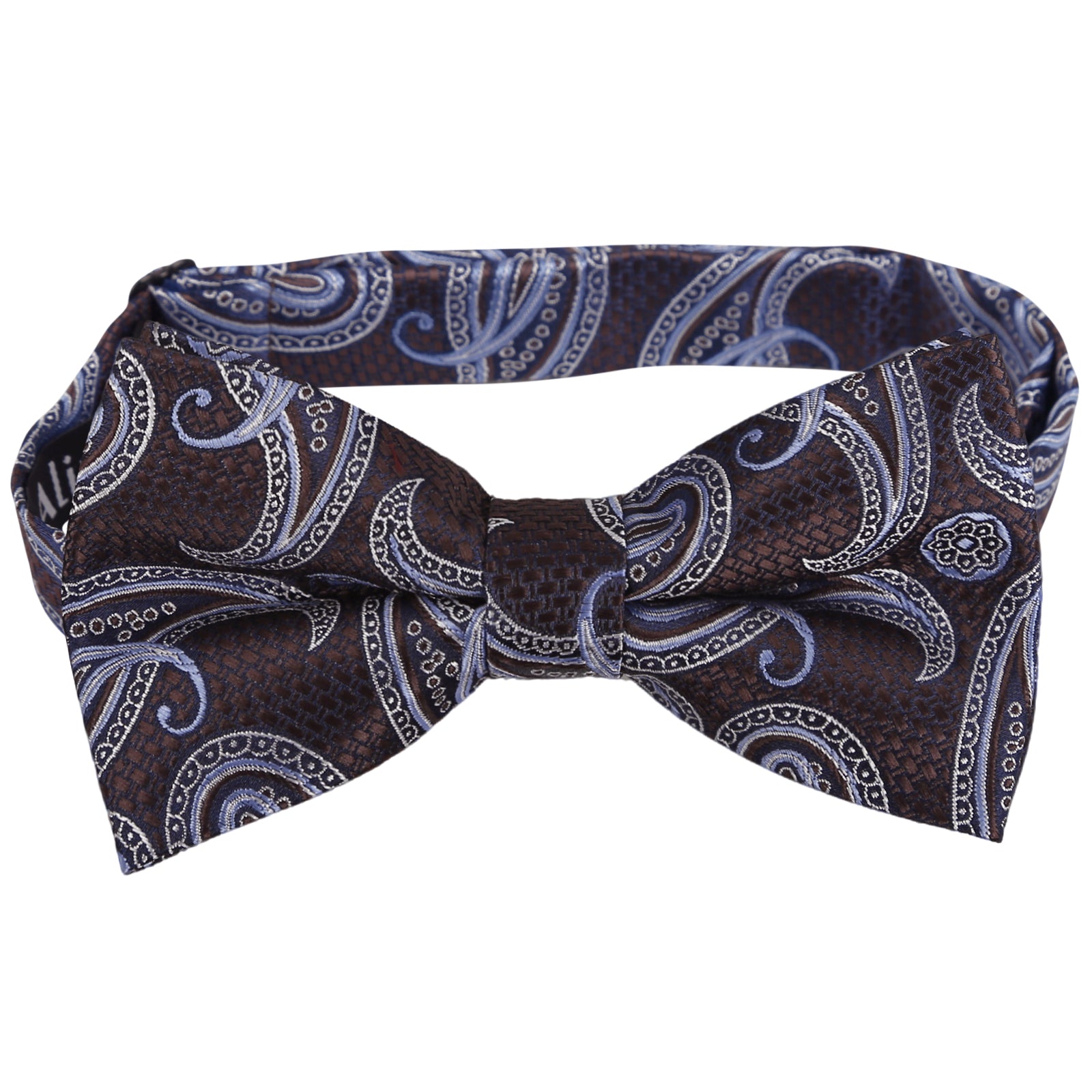 Mens 4pcs Paisley Pattern Pre-tied Bow Tie, Pocket Square, Cufflinks and Boutonniere Set-011
