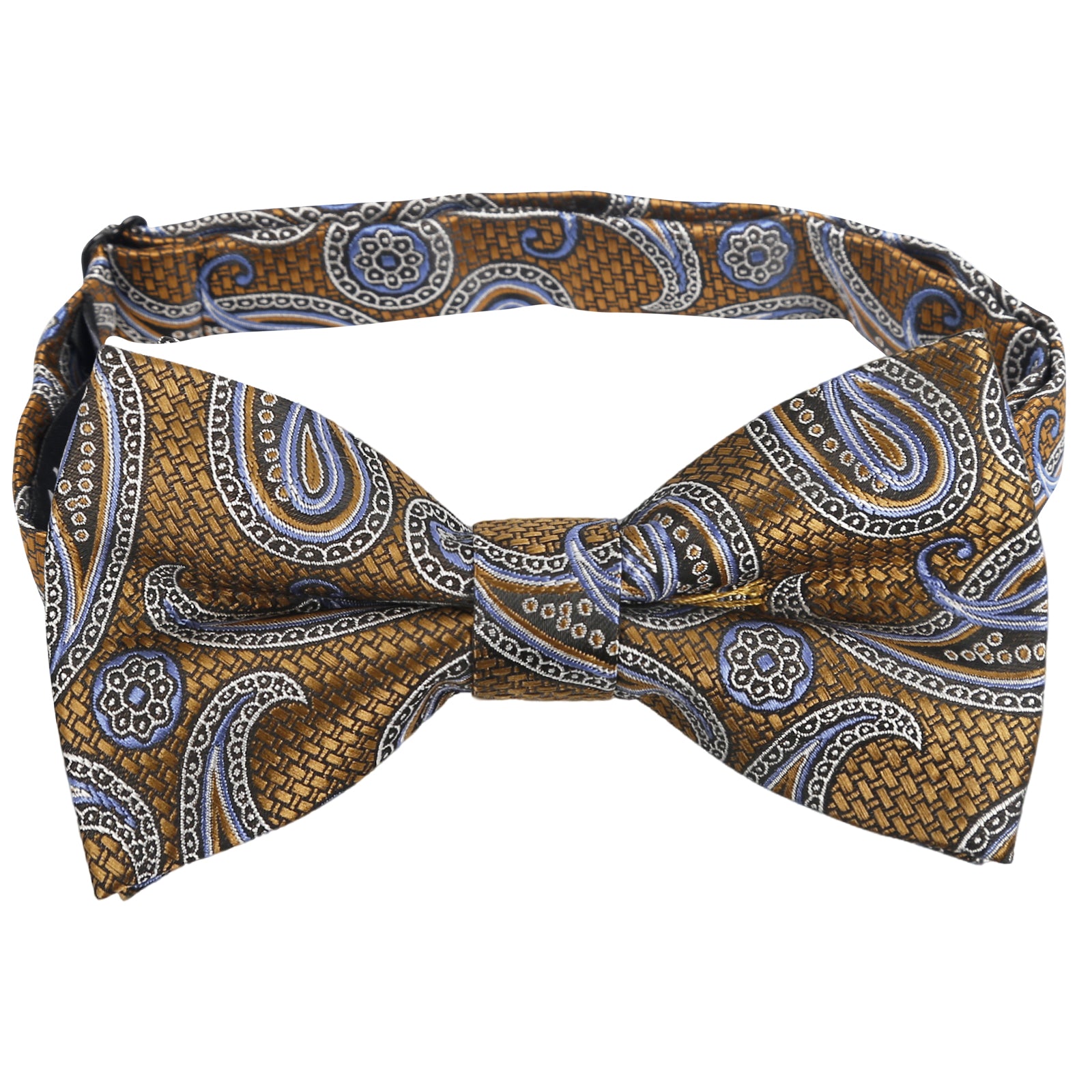 Mens 4pcs Paisley Pattern Pre-tied Bow Tie, Pocket Square, Cufflinks and Boutonniere Set-011