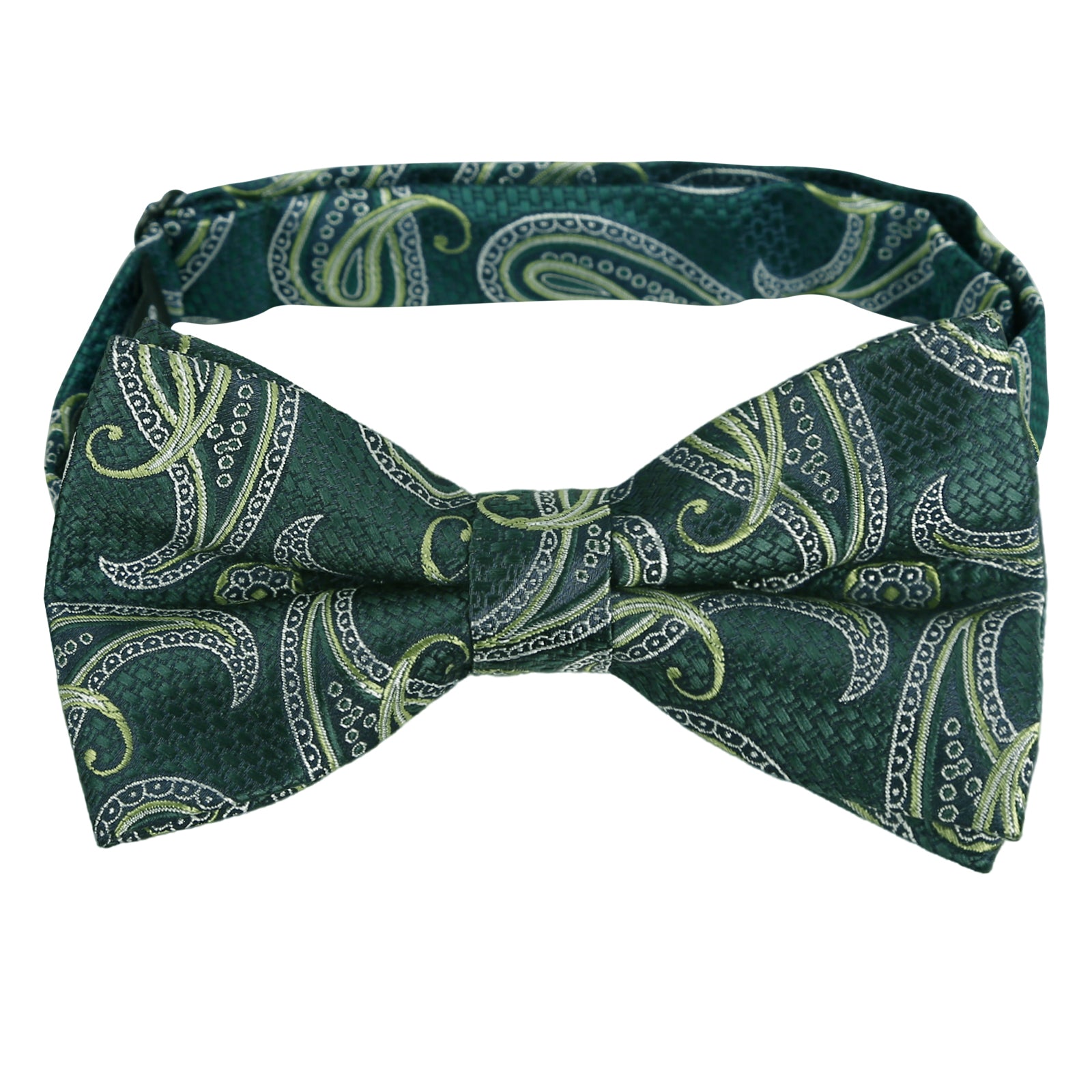 Mens 4pcs Paisley Pattern Pre-tied Bow Tie, Pocket Square, Cufflinks and Boutonniere Set-011