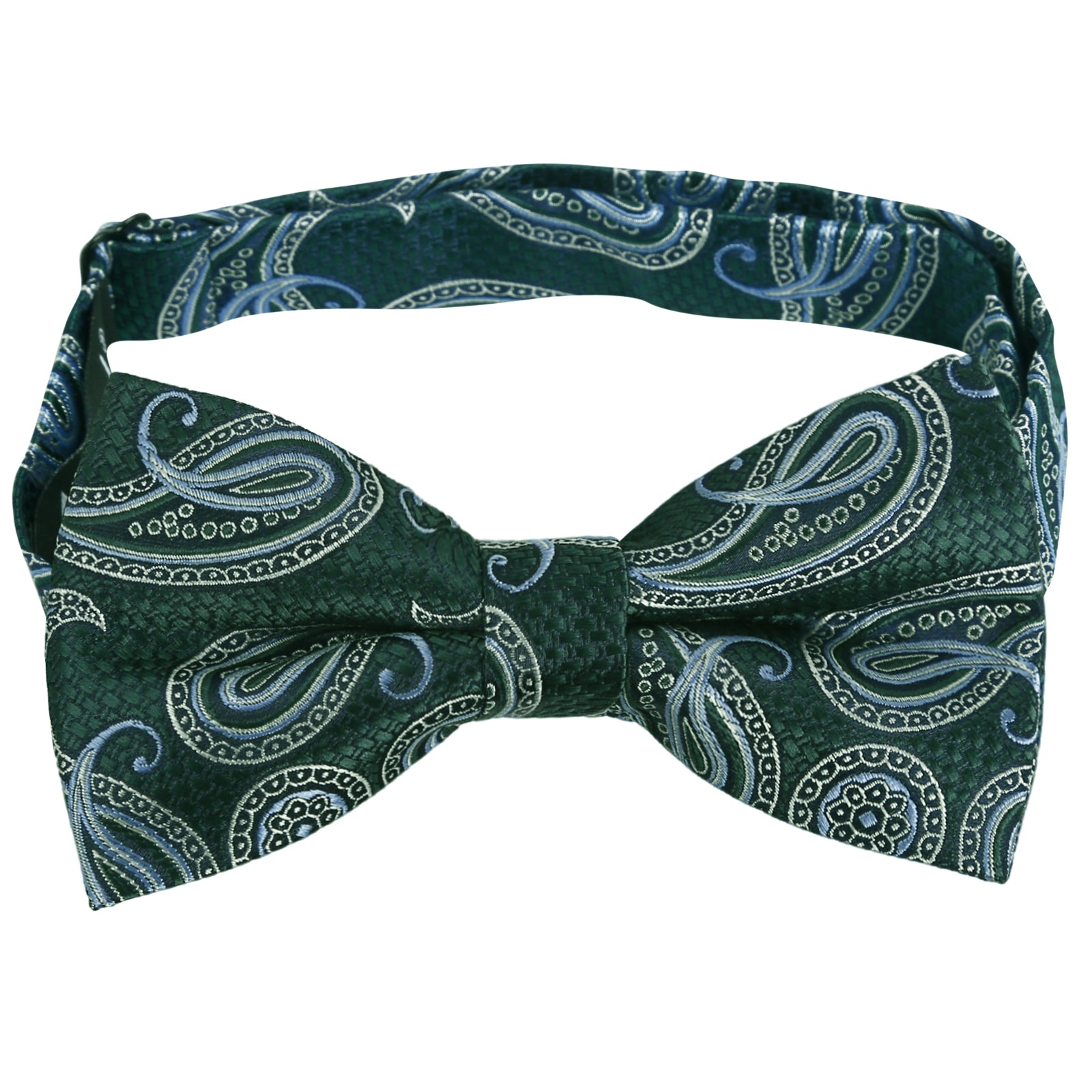 Mens 4pcs Paisley Pattern Pre-tied Bow Tie, Pocket Square, Cufflinks and Boutonniere Set-011