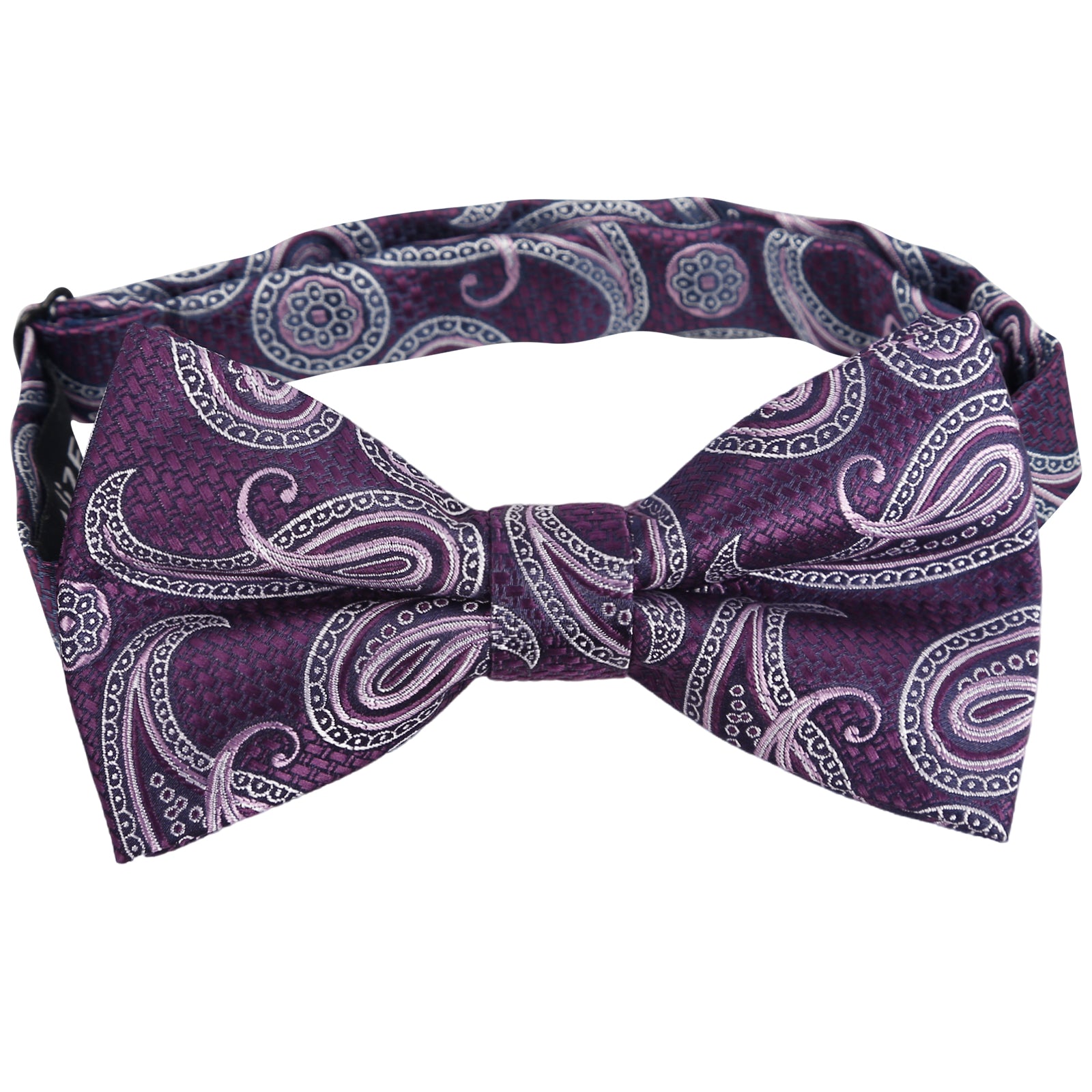Mens 4pcs Paisley Pattern Pre-tied Bow Tie, Pocket Square, Cufflinks and Boutonniere Set-011
