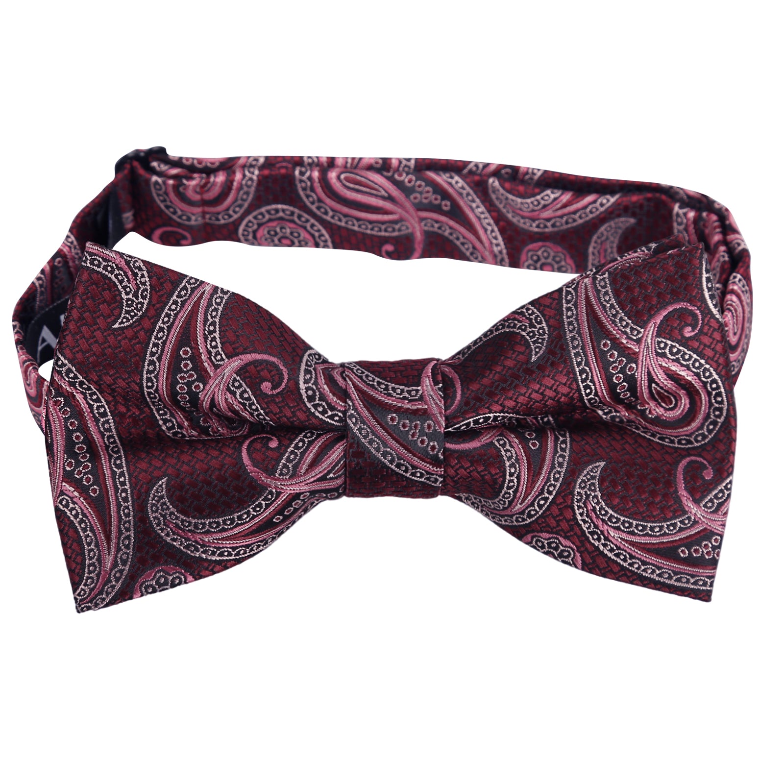 Mens 4pcs Paisley Pattern Pre-tied Bow Tie, Pocket Square, Cufflinks and Boutonniere Set-011