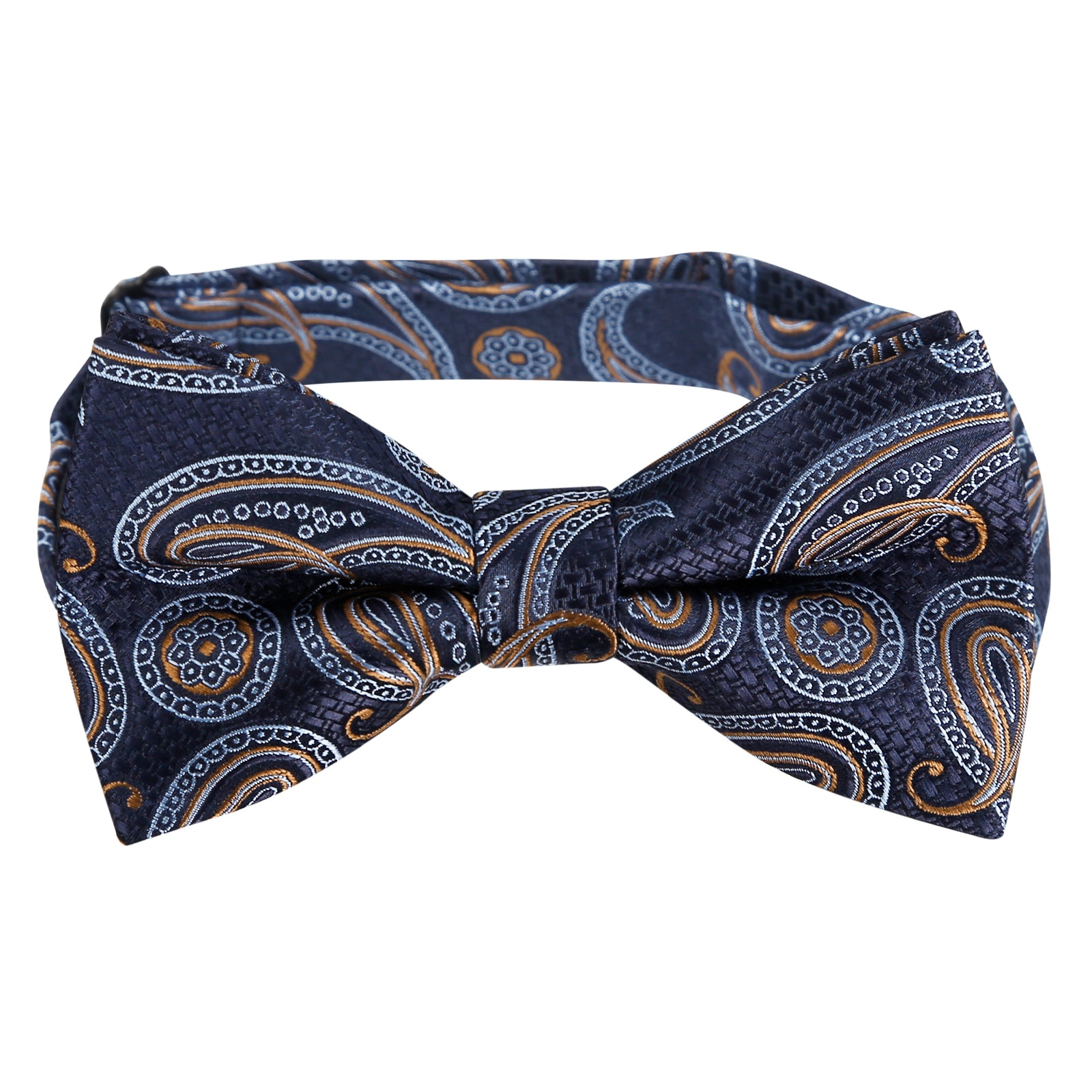 Mens 4pcs Paisley Pattern Pre-tied Bow Tie, Pocket Square, Cufflinks and Boutonniere Set-011