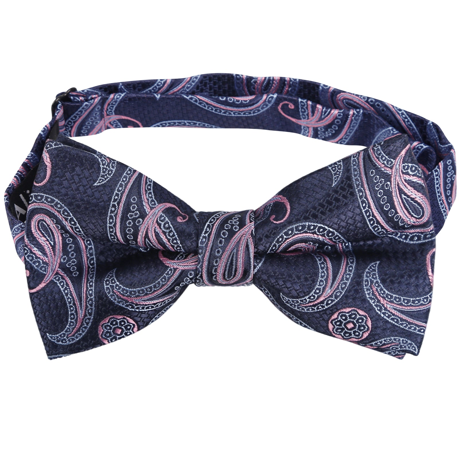 Mens 4pcs Paisley Pattern Pre-tied Bow Tie, Pocket Square, Cufflinks and Boutonniere Set-011