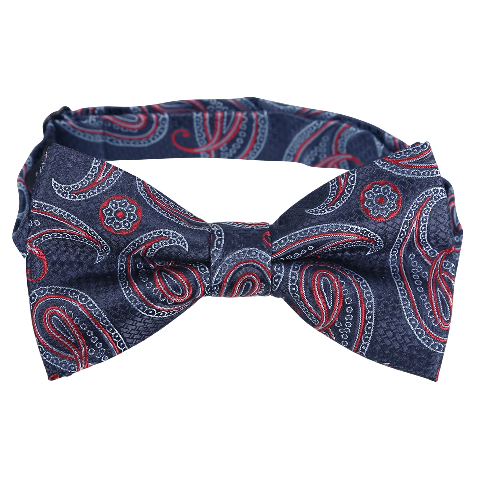 Mens 4pcs Paisley Pattern Pre-tied Bow Tie, Pocket Square, Cufflinks and Boutonniere Set-011