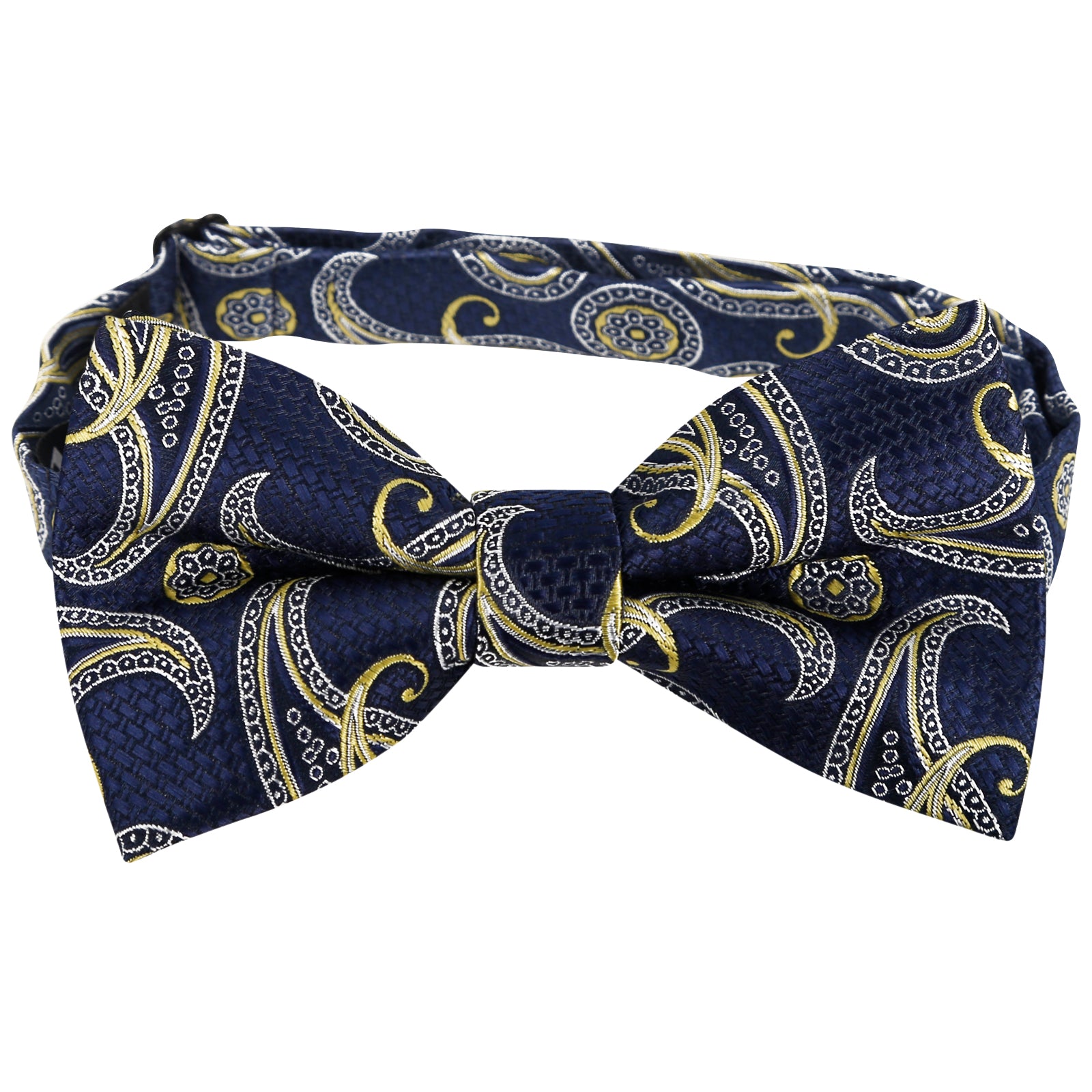 Mens 4pcs Paisley Pattern Pre-tied Bow Tie, Pocket Square, Cufflinks and Boutonniere Set-011
