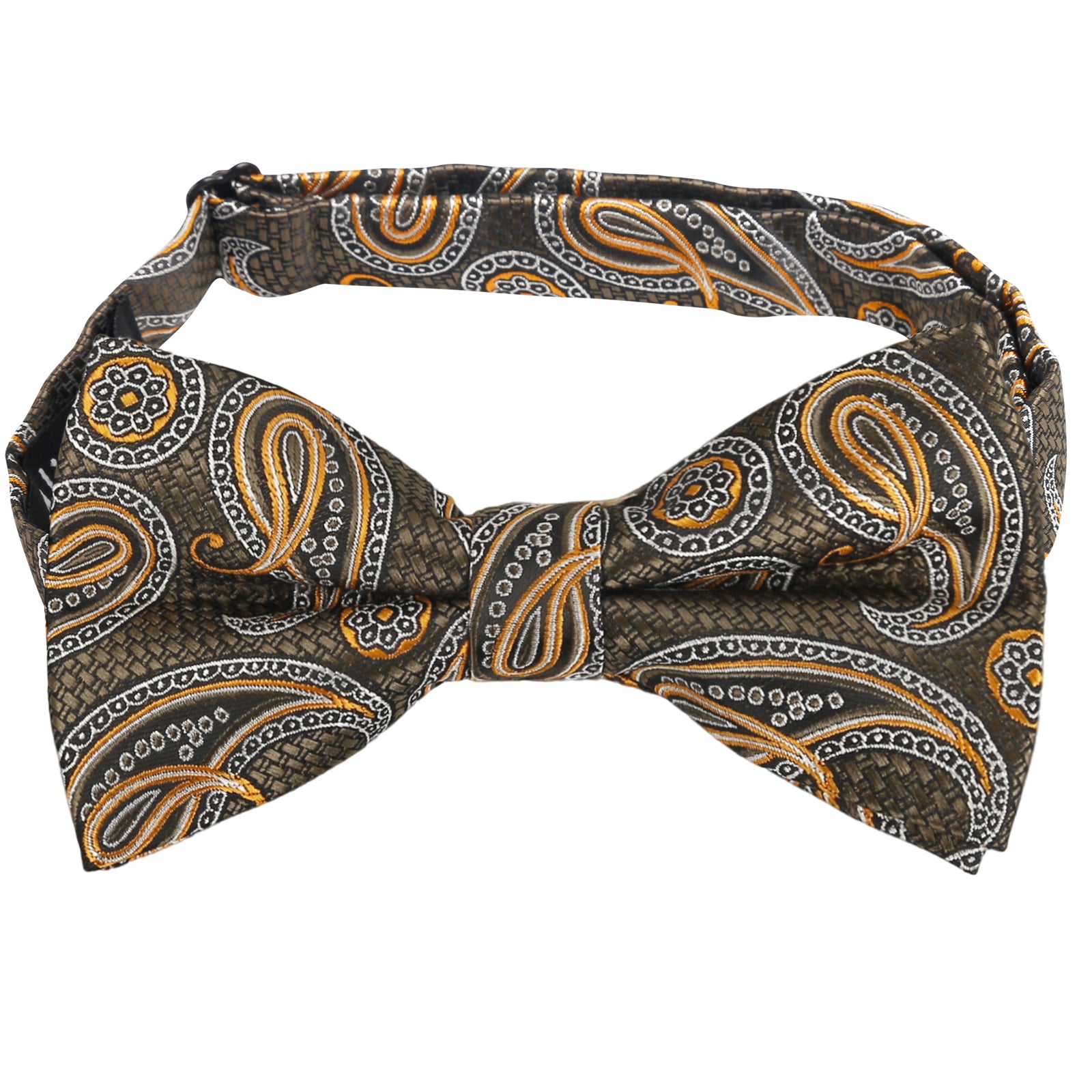 Mens 4pcs Paisley Pattern Pre-tied Bow Tie, Pocket Square, Cufflinks and Boutonniere Set-011