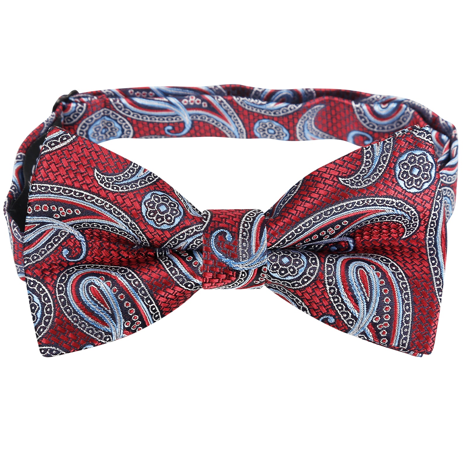 Mens 4pcs Paisley Pattern Pre-tied Bow Tie, Pocket Square, Cufflinks and Boutonniere Set-011